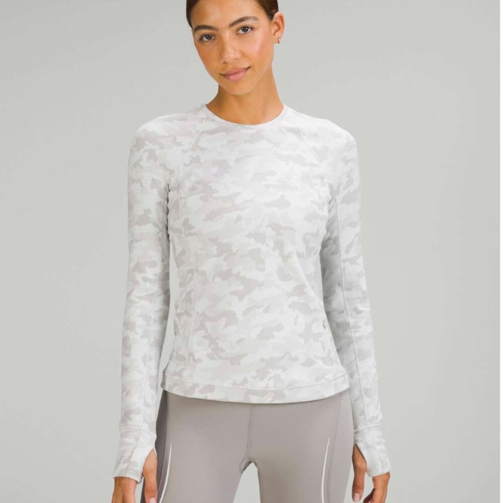 Lululemon Its Rulu Run Long Sleeve Shirt Heritage Camo Jacquard Vapor Gull Grey